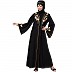 Front open abaya with embroidery work- Black-golden